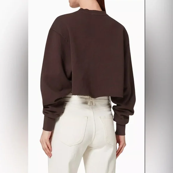 Good American Cropped Cotton Sweatshirt Size 4 - Picture 2 of 8